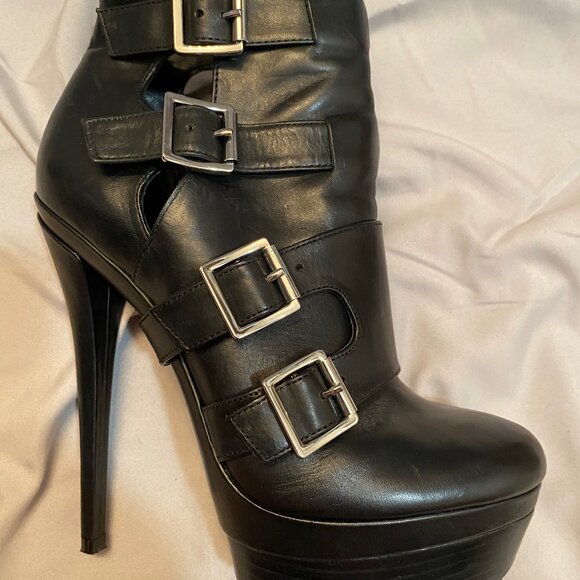 Rachel Zoe Danielle Buckle Stiletto Platform Booties Size 7 - Picture 11 of 13